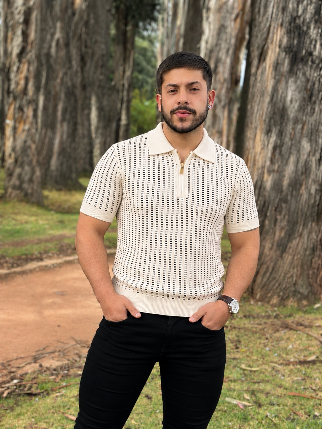 Polo Cremallera Puntos