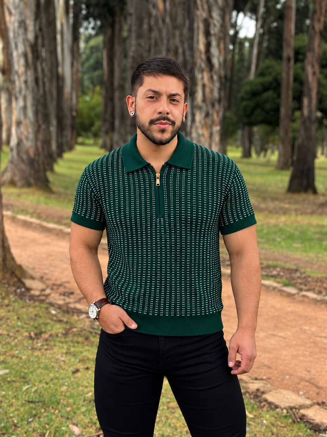 Polo Cremallera Puntos